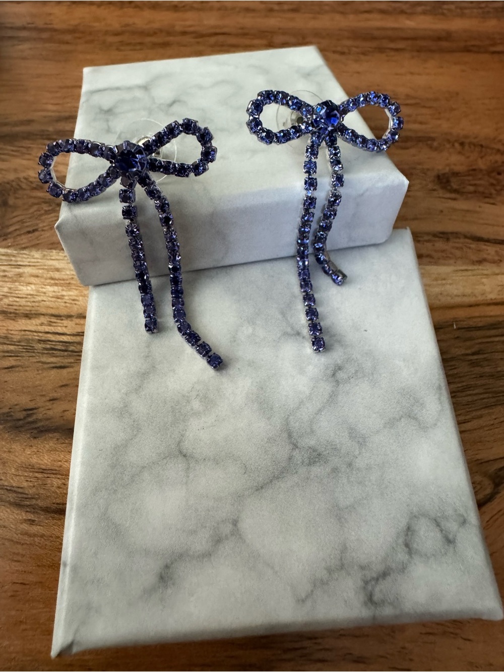 Gold Bow Ribbon Hoop Earrings - purple